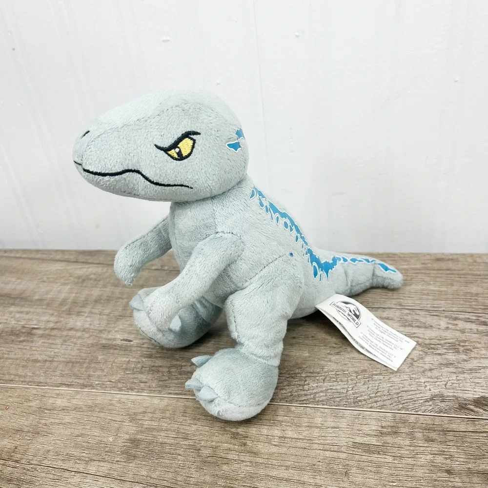 Jurassic World Blue Velociraptor Plush Grey Blue Stripe Dinosaur Toy 7 Inch